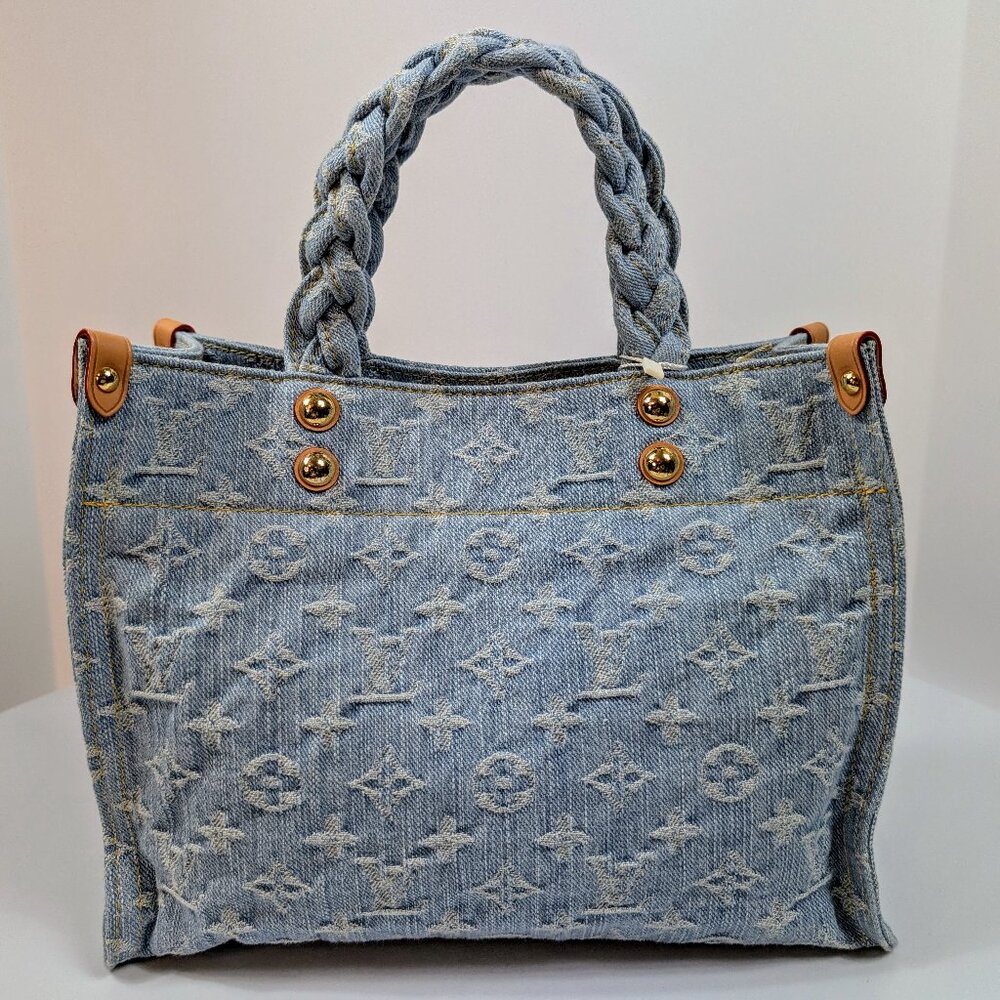 Louis Vuitton "Sky Denim" Braided Denim OnTheGo PM Tote Bag - Picture 2 of 15